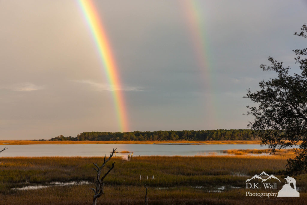Double Rainbow over Huntington Beach State Park viewed from the back deck.